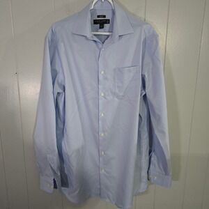 Pronto Uomo Dress Shirt Mens 16 36/37 Tall Light Blue Non-Iron Classic Fit